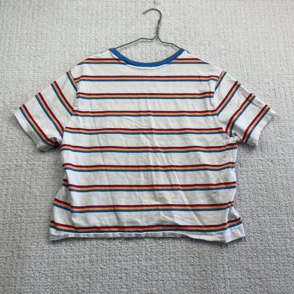 Vans Womens Colorful Striped Short Sleeve Cropped T-Shirt Size L Retro Skater - Picture 11 of 15